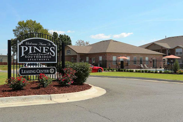 Entrance to Pines at Southridge Apartments in Tahlequah, OK